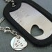 Military Stainless dogtag and sterling BRACELET with HEART bracelet