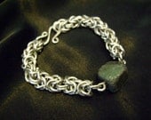 Chainmaille Bracelet - Byzantine with Ruby Zoisite Focal