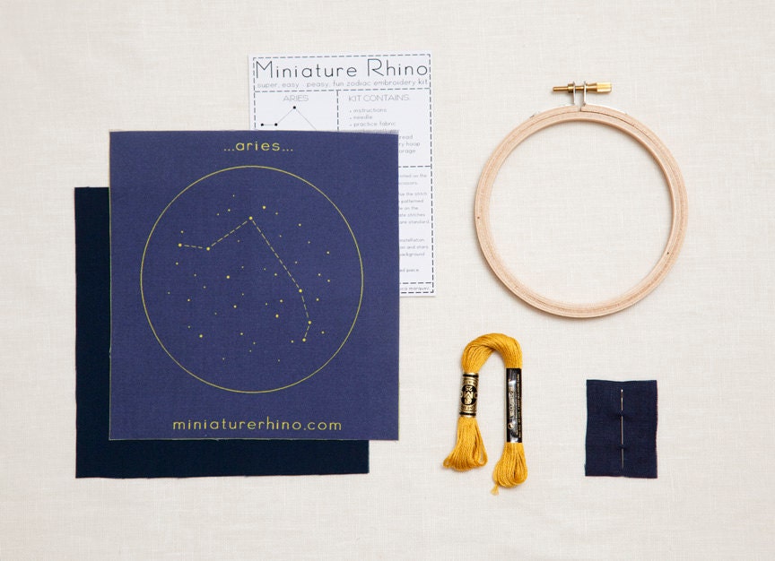 Aries Zodiac Embroidery Kit - diy constellation embroidery kit