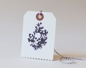 Skull Tags Halloween Goth Hand Stamped Black White