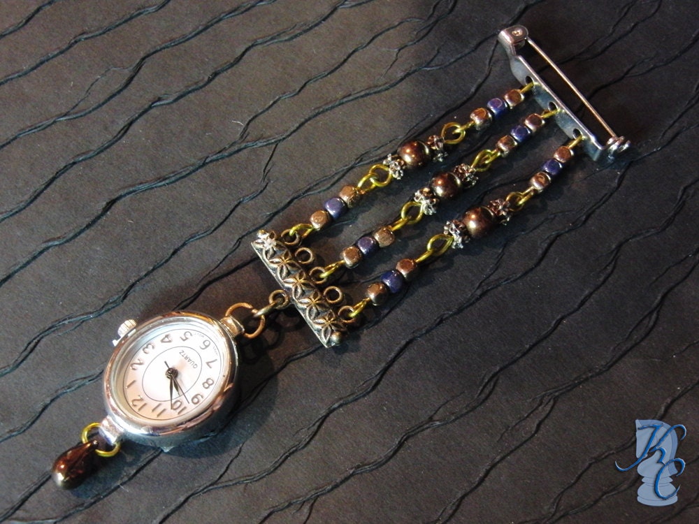 Brown & Silver Steampunk Watch Pin