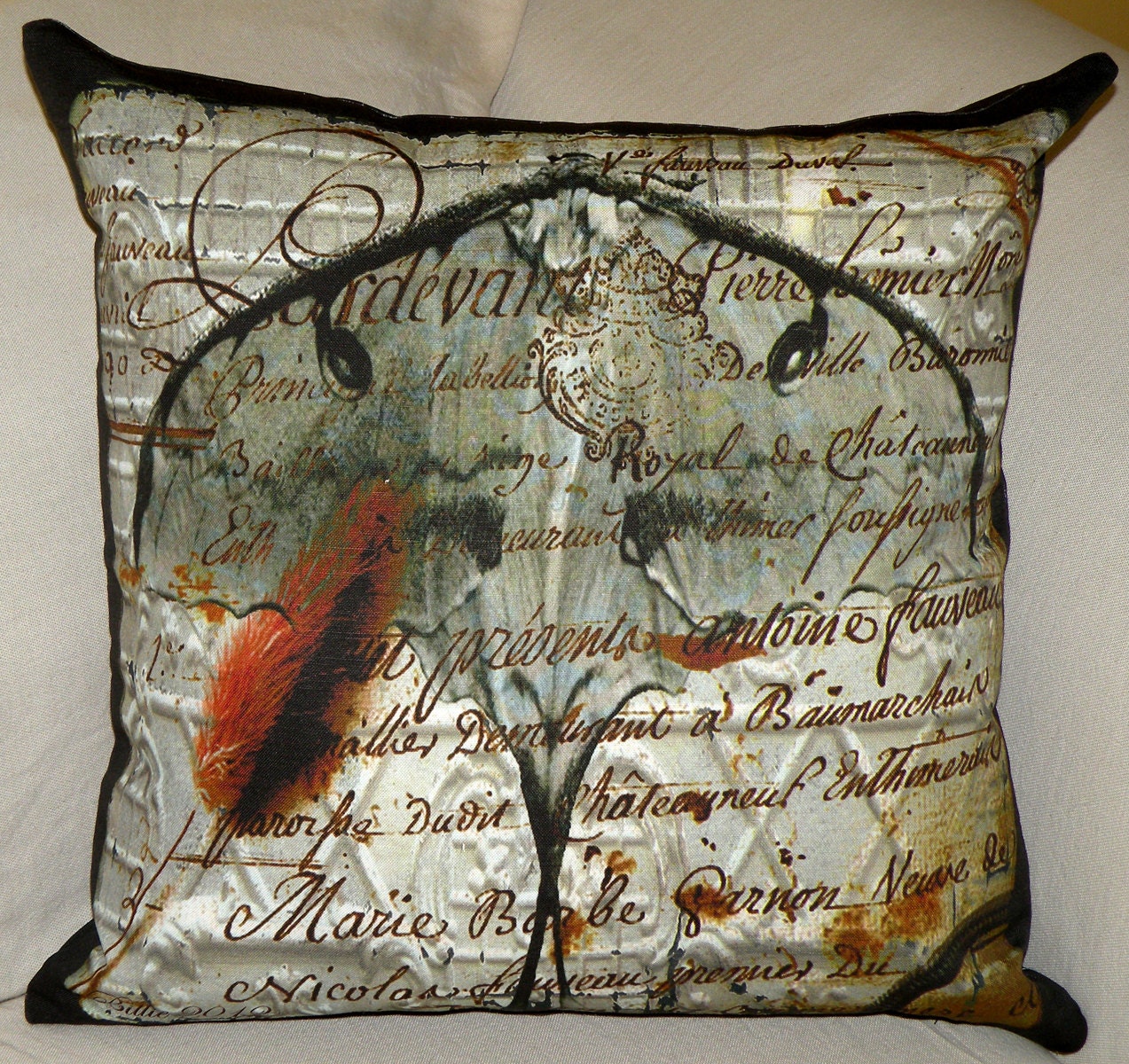 Designer  Pillow Cover - "Cardevant Luna Moth" - Hand Made - Fits 18x18 Insert  -  original design