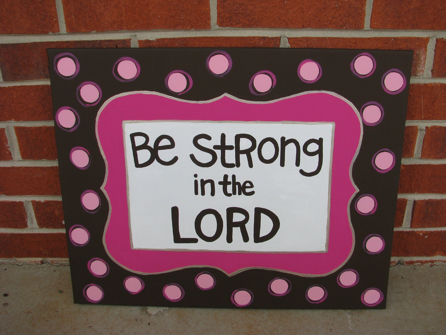 bible verse canvas art - be strong in the lord - 16" x 20"