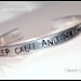 Keep Calm and Swim On Stamped Silver Metal Cuff Bracelet