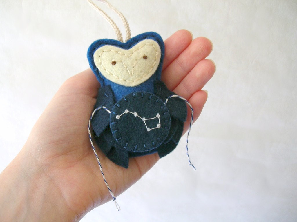 Constellation Felt Owl // BIG DIPPER // Midnight Blue Star Door Hanger by OrdinaryMommy on Etsy