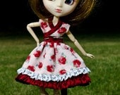 Red Hibiscus Kimono Inspired Casual Dress for Groove Pullip