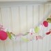 Girls Fabric Garland Pink and Green hand cut circles Spring Fever 12 feet