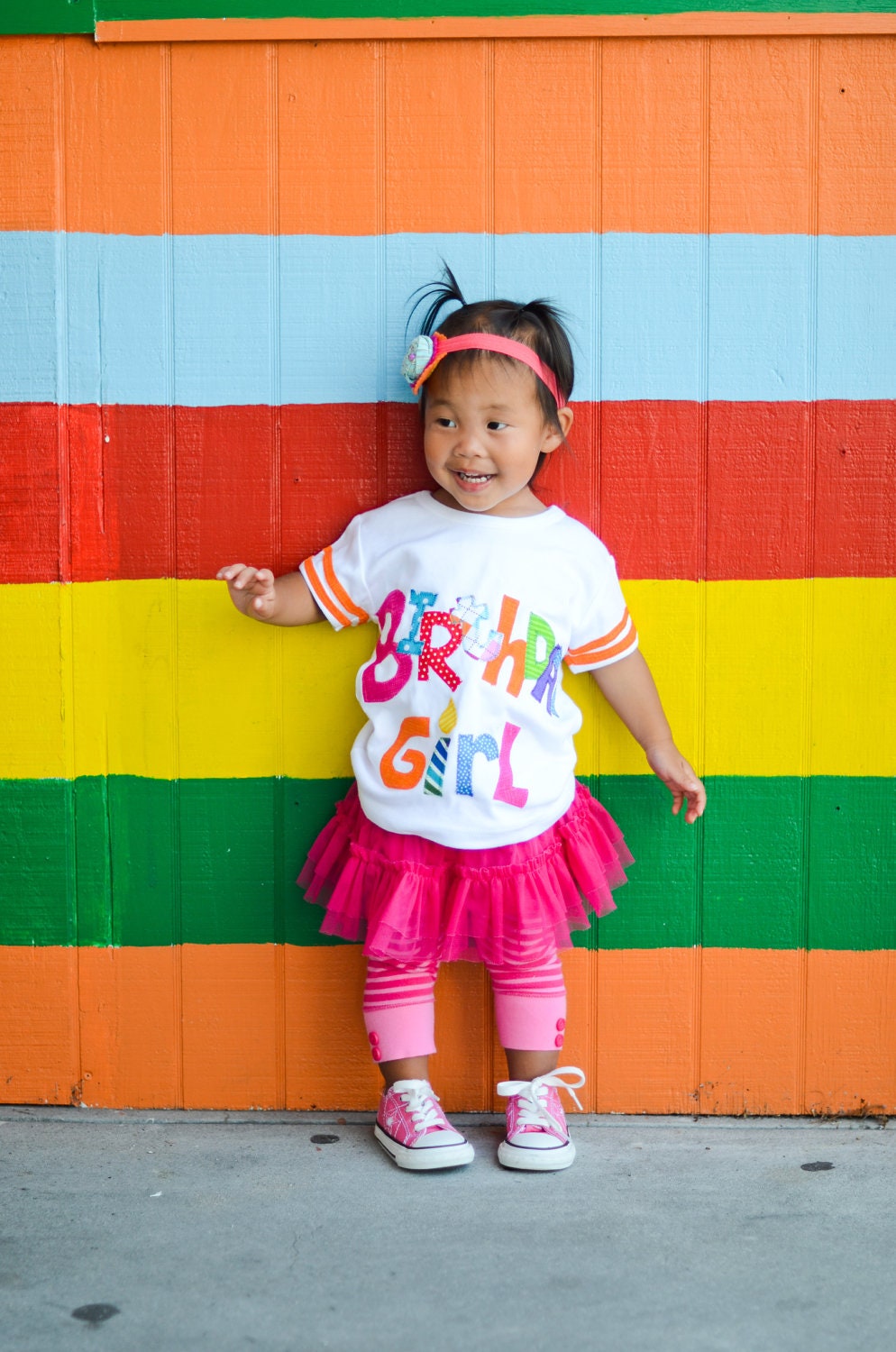 Rainbow Birthday Girl "Jersey"  Birthday Shirt