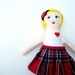 Cloth Doll Handpainted Face, Blond with Kilt