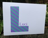 Large teal and purple striped letter notecard Il_170x135