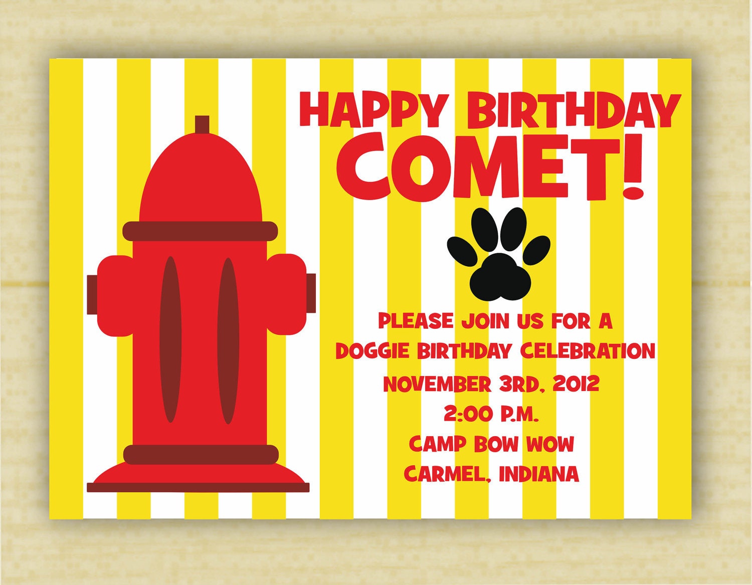 Fire Hydrant Doggy Birthday Party Invitation Il_570xn