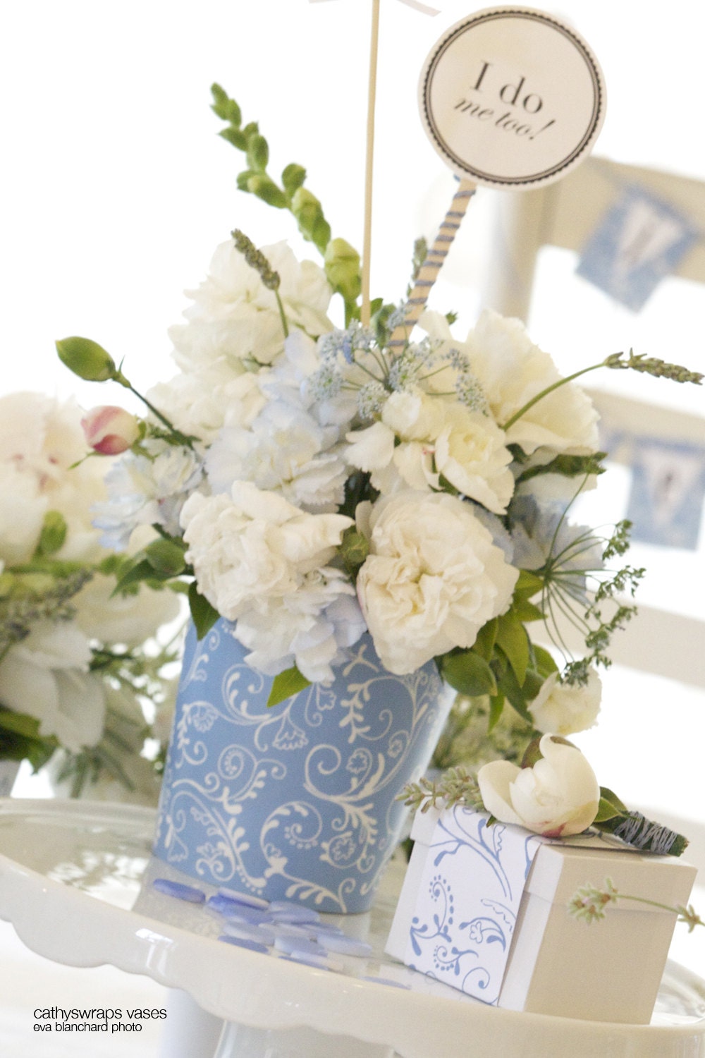 6 Flower Vases / Flower Pots - Graduation Party Decorations, Baby and Bridal Shower Centerpieces and Wedding Flowers