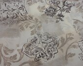 Cotton Fabric,  Art Deco, Floral, Leaves Design, Cream