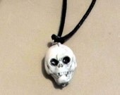 Skeleton Bead Halloween Pirate Skull Bead - Ceramic Pendant - Handmade Porcelain Jewelry