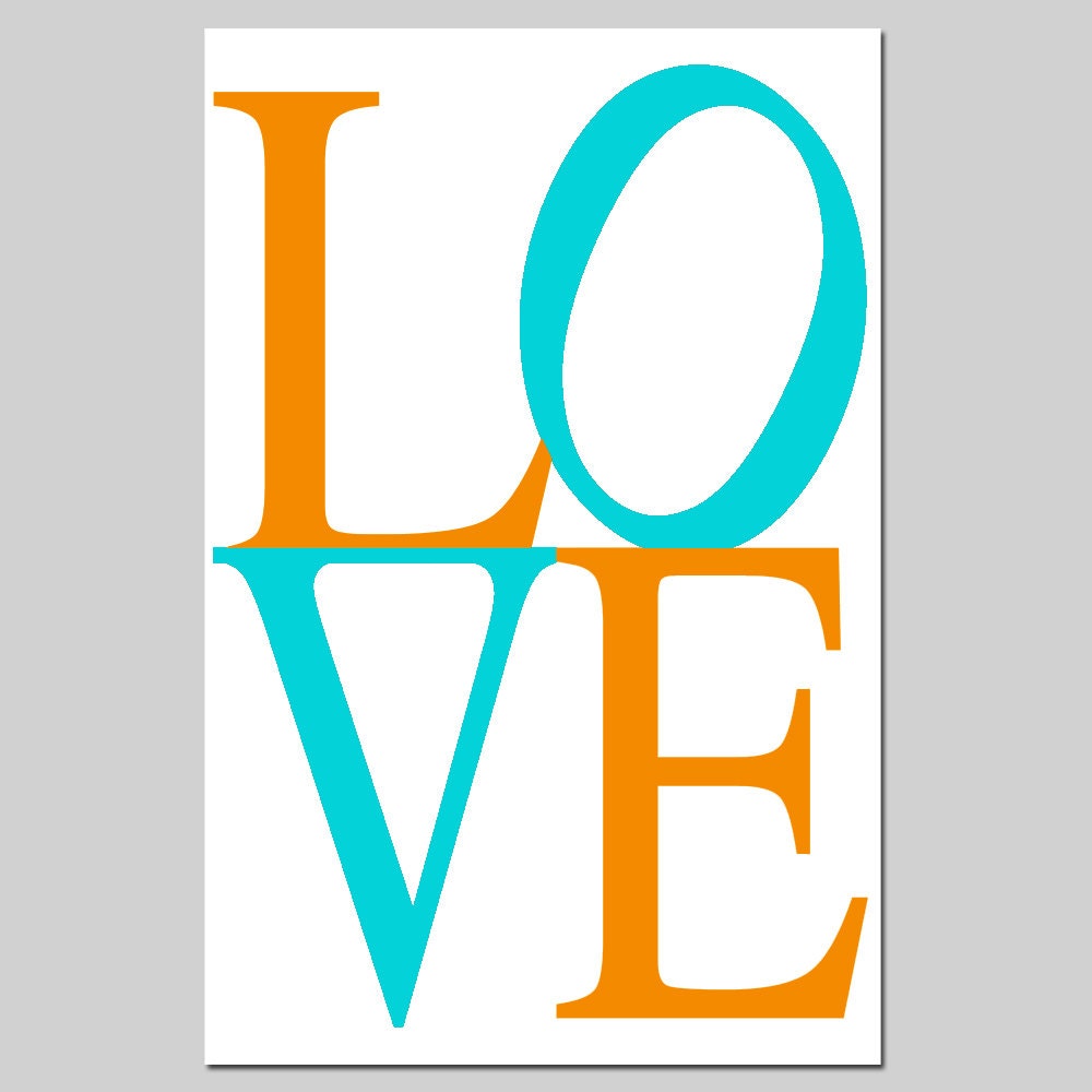 LOVE - 11x17 Large Typography Print - Modern Nursery Art - Choose Your Colors - Shown in Yellow, Gray, Black, Aqua, and More