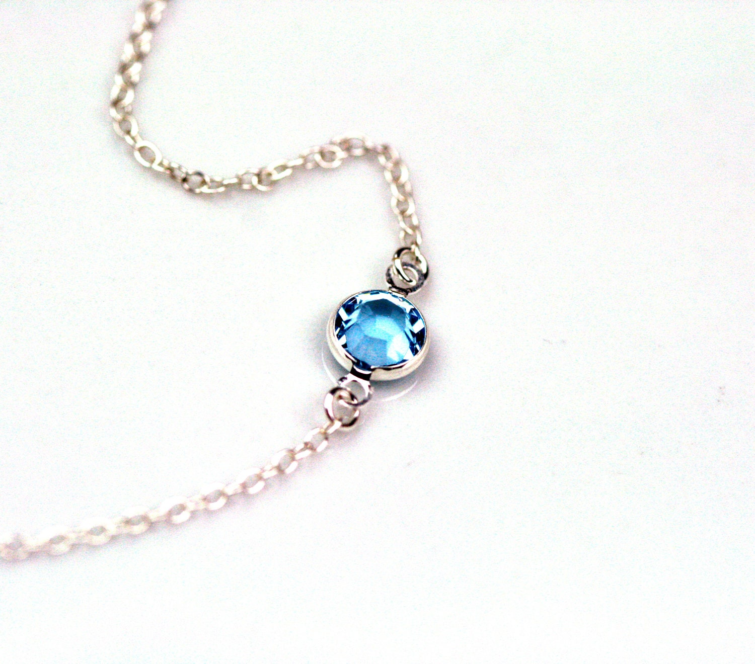 Tiny Swarovski Aquamarine Crystal Necklace