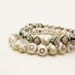 Green Tibetan Agate Bead Bracelet with Solid Sterling Focal Bead / cream tan neutral green / geometric tribal woodland inspired bracelet
