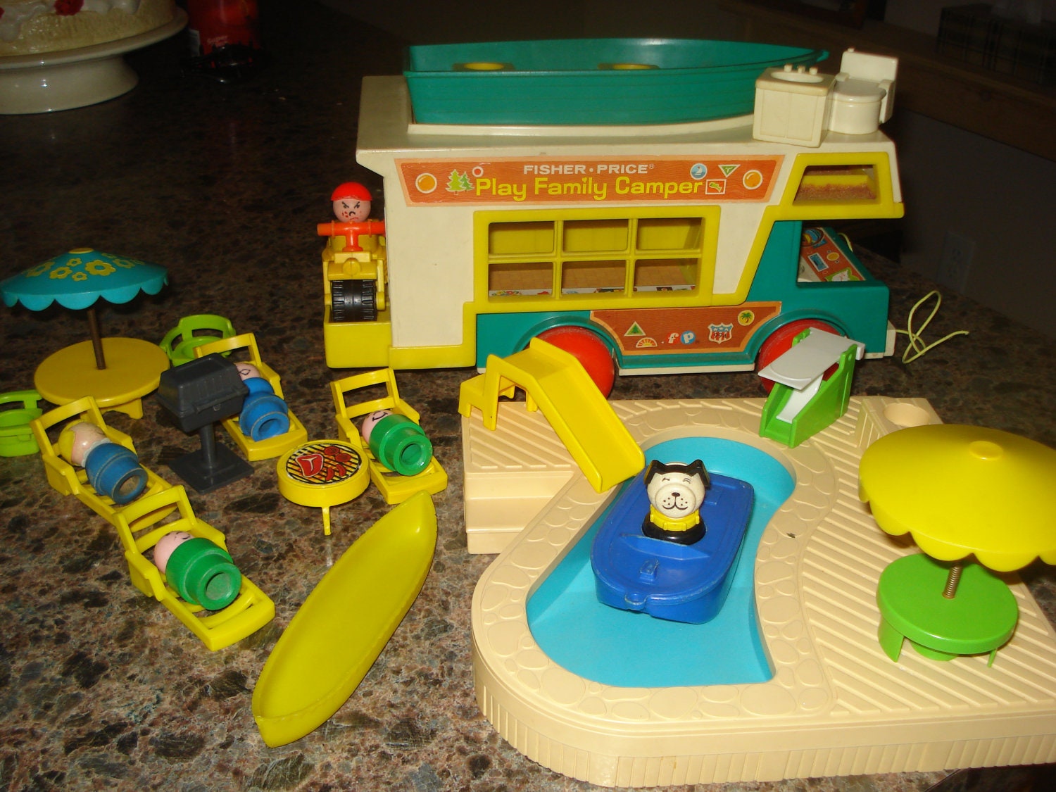 Fisher Price Vintage 994 Camper and 2526 Pool Set
