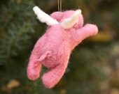 Needle Felted Pigasus Ornament - Flying Pig