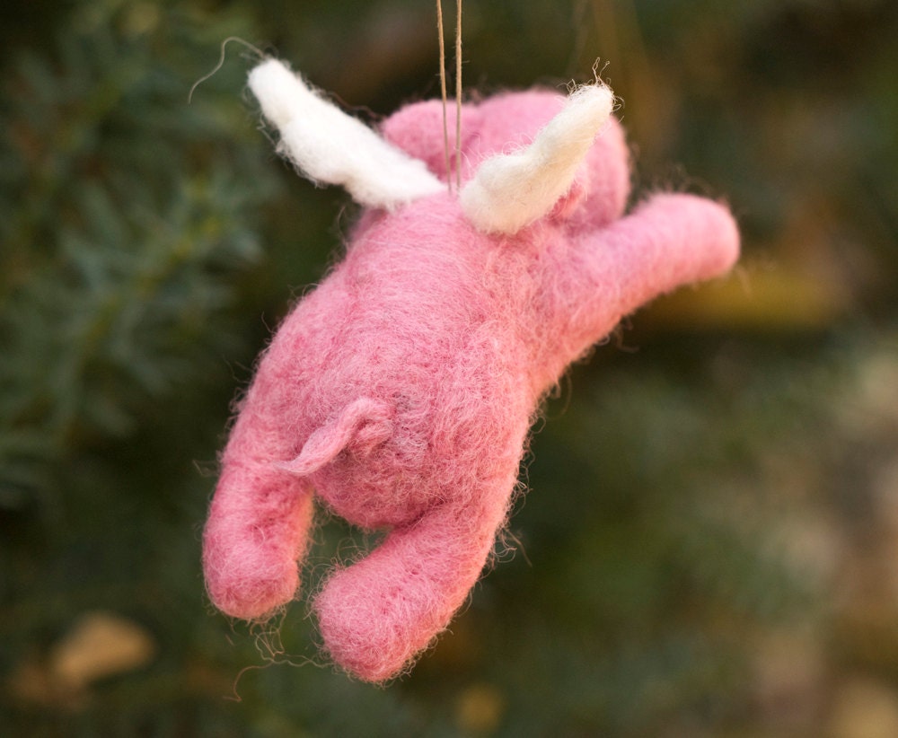 Needle Felted Pigasus Ornament - Flying Pig
