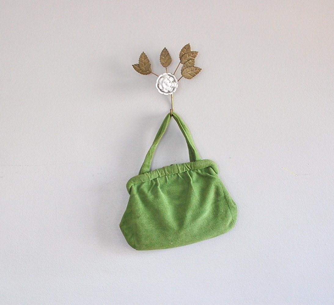 1940s handbag / 40s purse / Fresh Fern wool bag