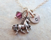 Unicorn Necklace - Unicorn Jewelry - Unicorn Charm Hand Stamped Initial Necklace - Magical Unicorn - Life is Rosey Charm Chain