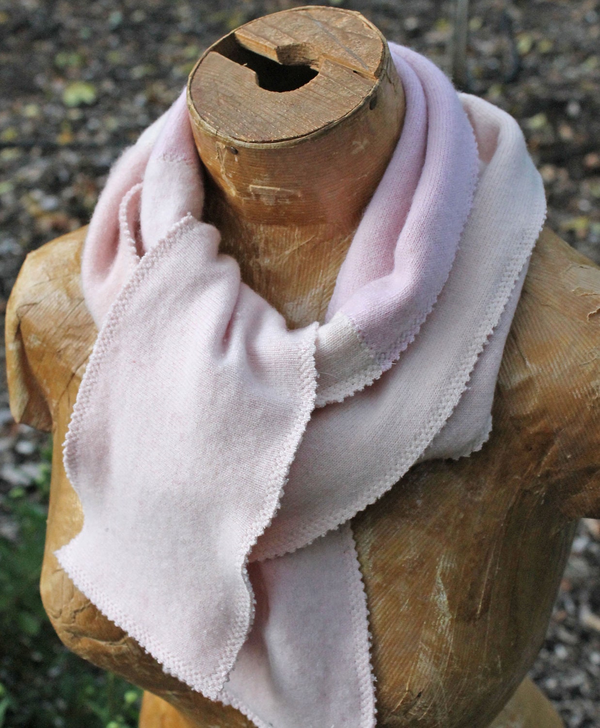 Recycled cashmere scarf -- all pink -- ballet slipper, blush, pastel, texture