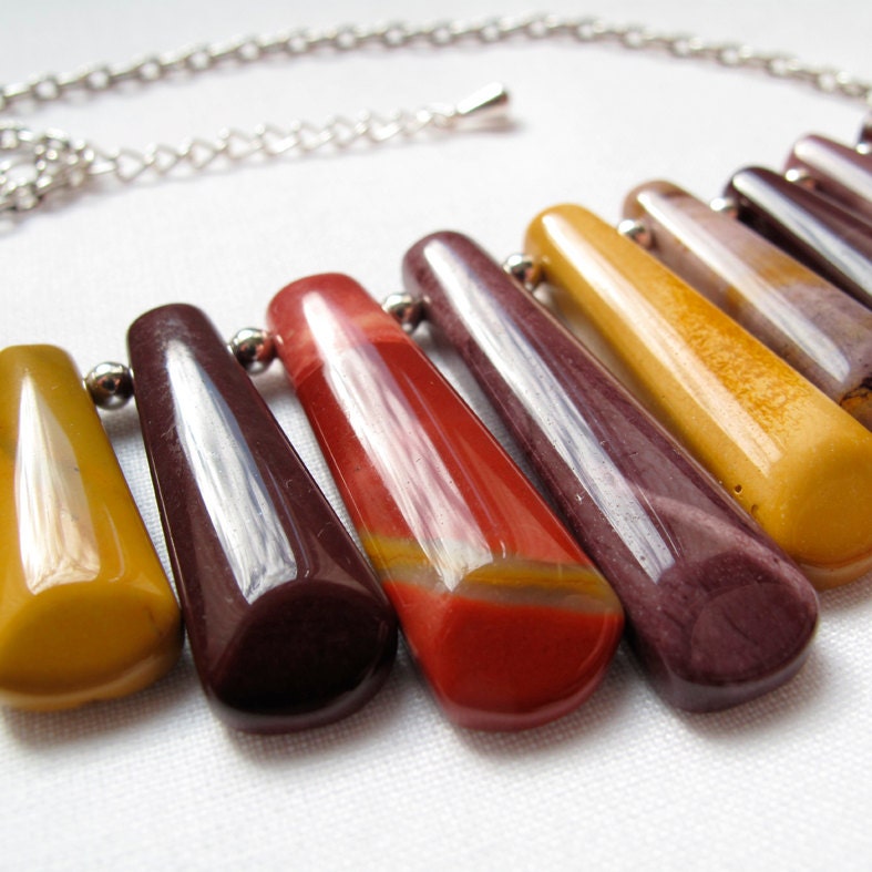 Mookite Cleopatra Necklace, Australian Jasper bohemian jewelry in rustic fall colours - READY TO SHIP, by A Crooked Sixpence