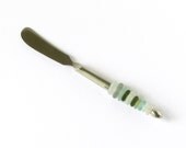 Sea Glass Spreader - English Seaglass Canape Knife - Serving Utensil - Aqua Blue, White Frost, Gray and Sage Green - Coastal Living Style