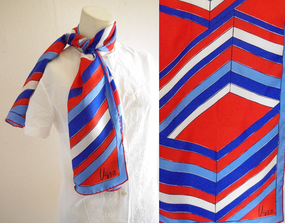 Fun 1960's Vera Silk Stripe Scarf