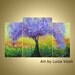 ORIGINAL Impasto Oil Painting LILAC TREE Modern Impressionist Textured Triptych Art by Luiza Vizoli 38 by 24