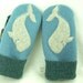 Felt Mittens Whale Recycled Mittens Fleece Lined Mittens Turquoise and Grey Whale Applique Leather Palm Eco Friendly Size M