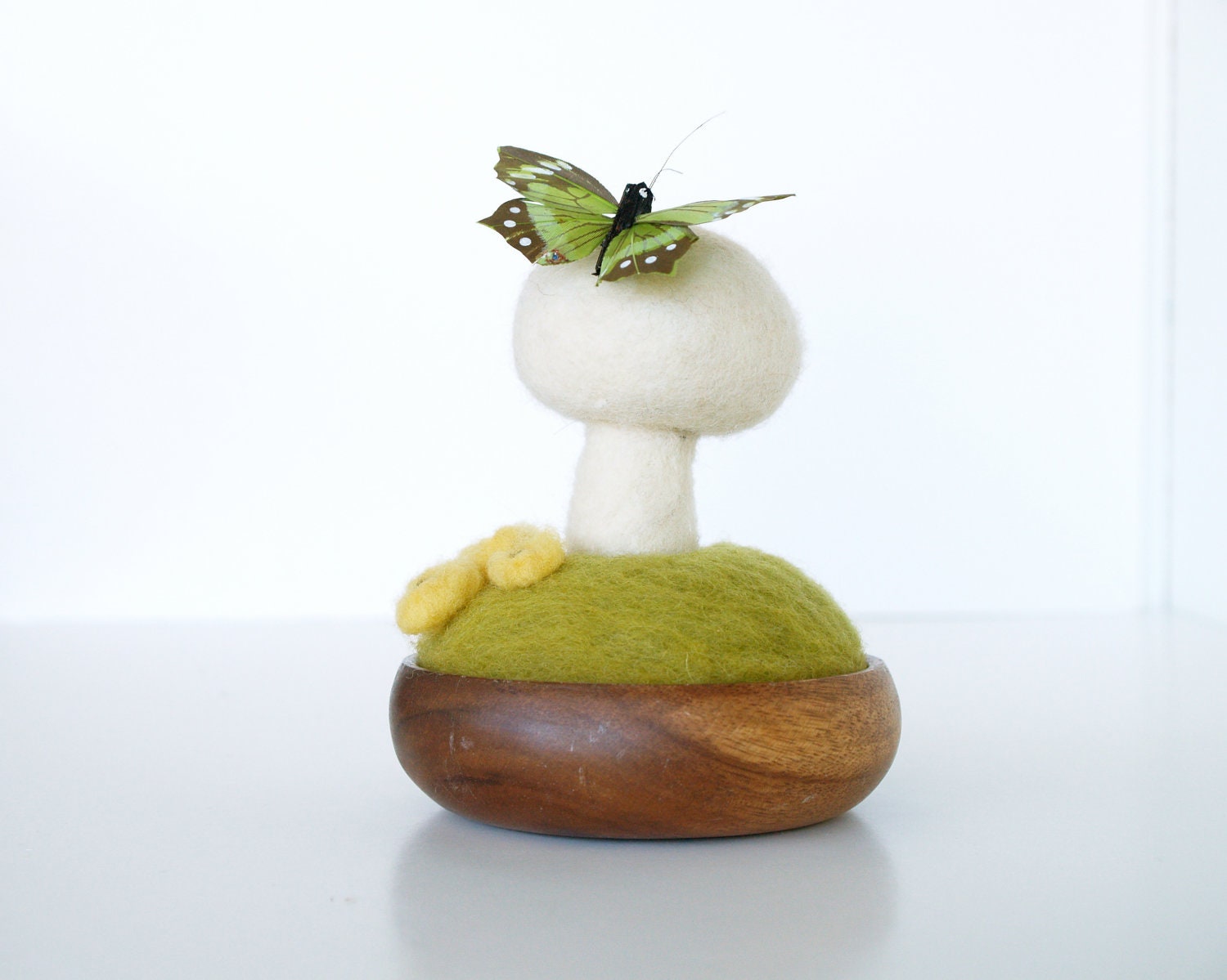 Spring Terrarium, Needle Felted Garden Decoration, Wool Sculpture, Table Centerpiece