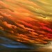 ORIGINAL large abstract painting tree landscape bird rainbow cloud 48 x 24