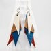 Leather Earrings - Geometric Layers (Tomato Red / Azure Blue / Tan / White)