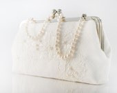 Alencon French Lace Bridal Clutch in Ivory  8-inches