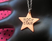 ROCK STAR--Copper Star Necklace, Women's Necklace, Star Charm Necklace, Metalwork, Unisex Necklace, Musician, Birthday