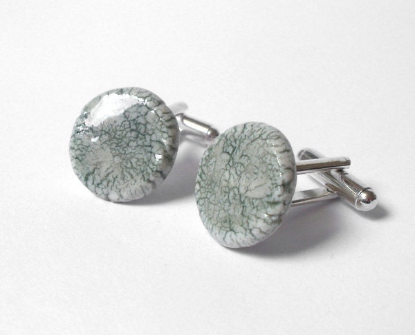 unique Craquelure porcelain cufflinks for him, handmade in the UK, No. 3