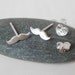 mustache earring studs in sterling silver, handmade in the UK