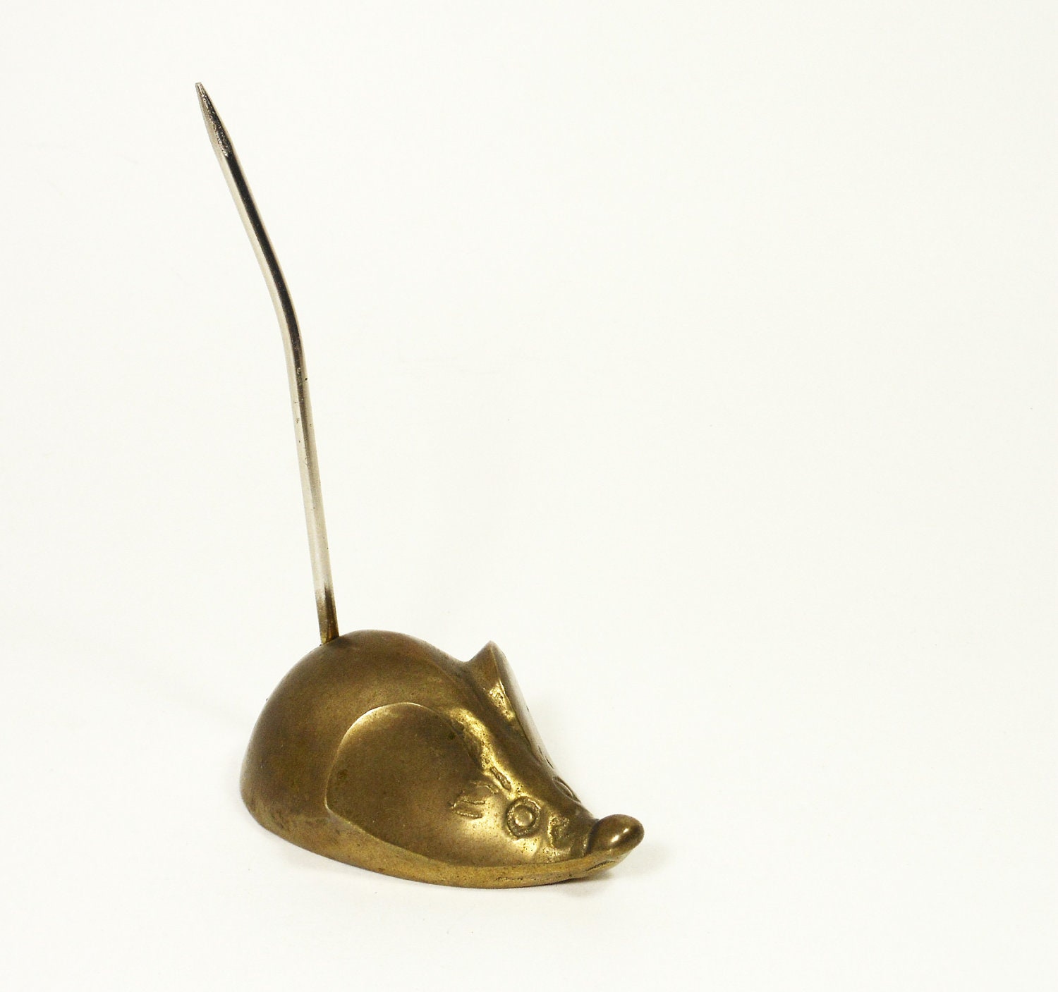 Vintage Brass Mouse Paperweight Paper Holder by PeachyChicBoutique