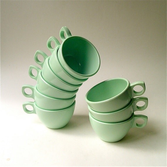 vintage Mint Green Melmac Prolonware Coffee Cups