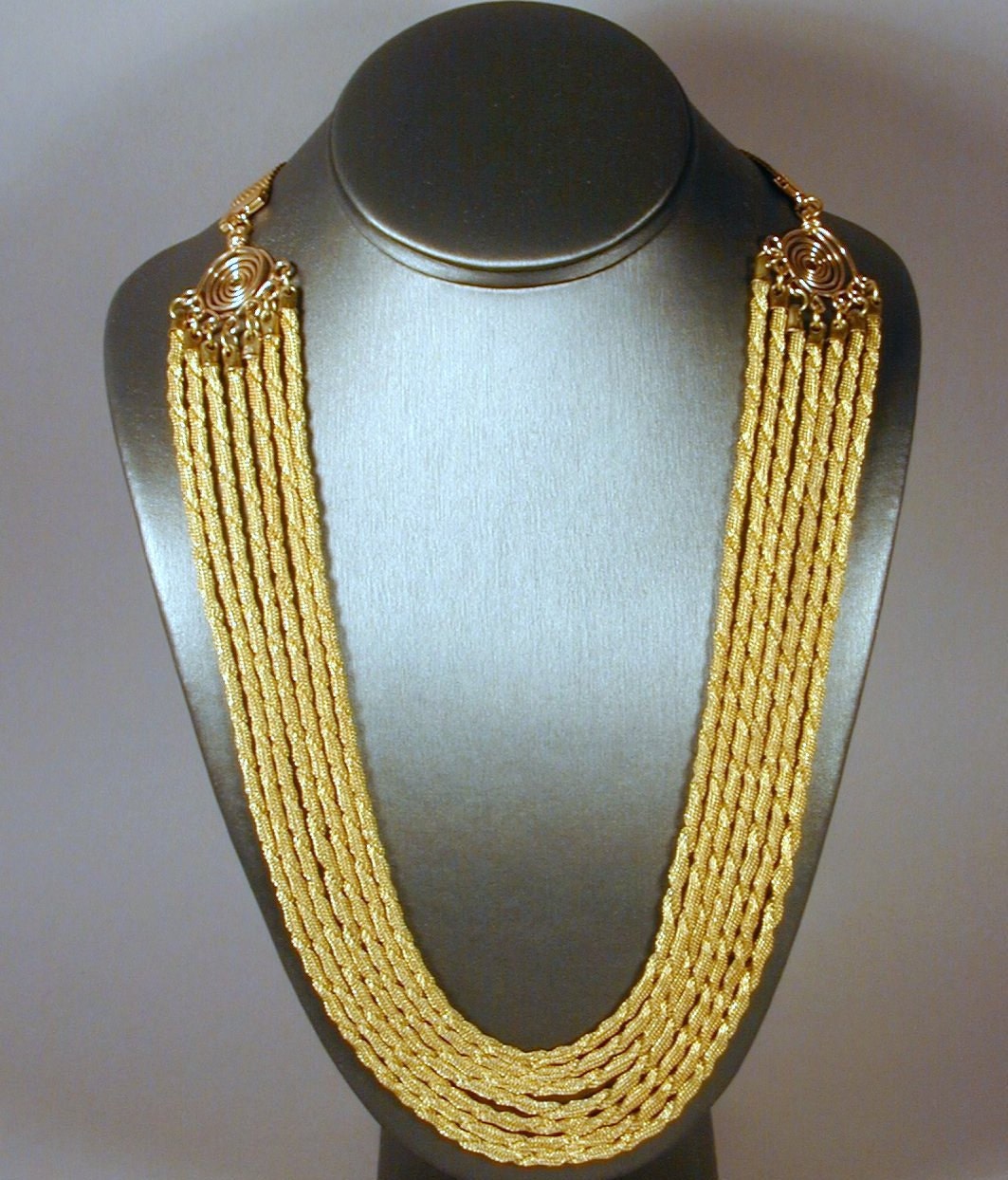 7-Strand Nested Round Brass Mesh Necklace