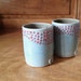 AVAILABLE IN 3 WEEKS - Dots Pottery Tumbler in light-blue and red - 2 Tumbler - Stoneware Tumber - Ceramic cup