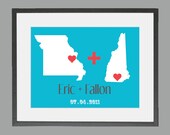 Wedding Gifts Custom Hometown Map Print 8 x 10