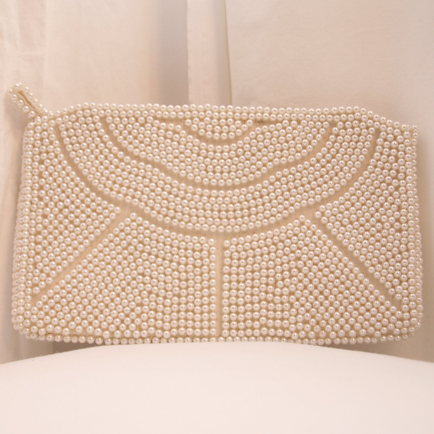 Vintage 1950s Pearl Beaded Clutch - perfect wedding clutch