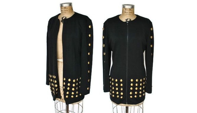 Studded Mini Dress or Jacket / 1980s glam / large