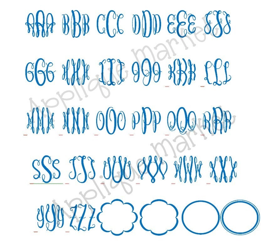  Embroidery Design Alphabet Font Graceful Monogram INSTANT DOWNLOAD