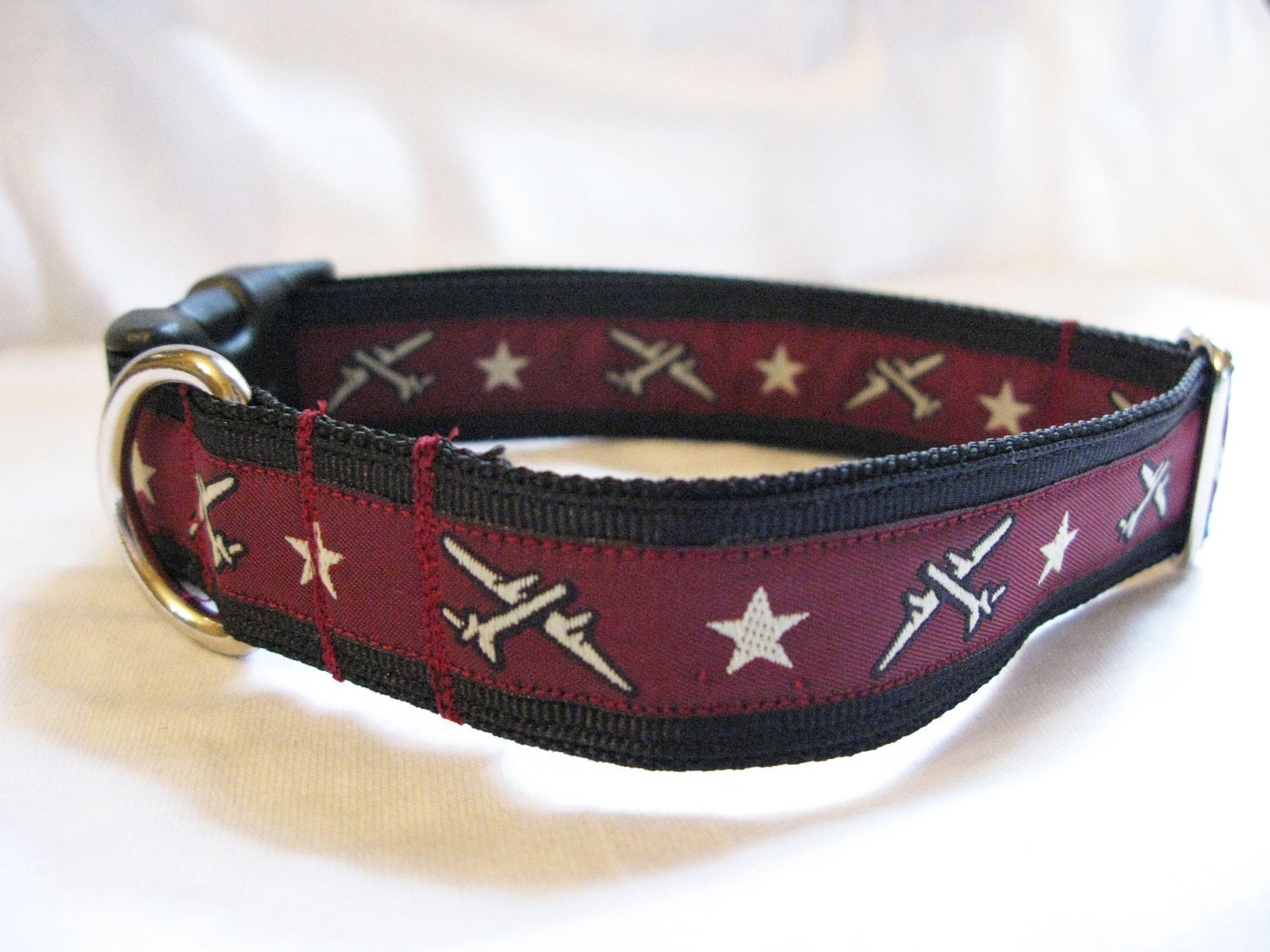 Red 'Flying Solo' Army Airplane Dog Collar -- Large