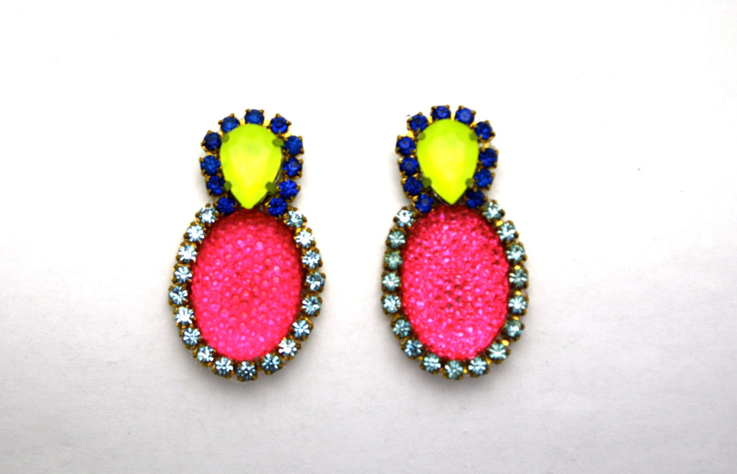 One of a Kind Earrings- Hand Dyed Vintage Crystal Bubbles- Jillian