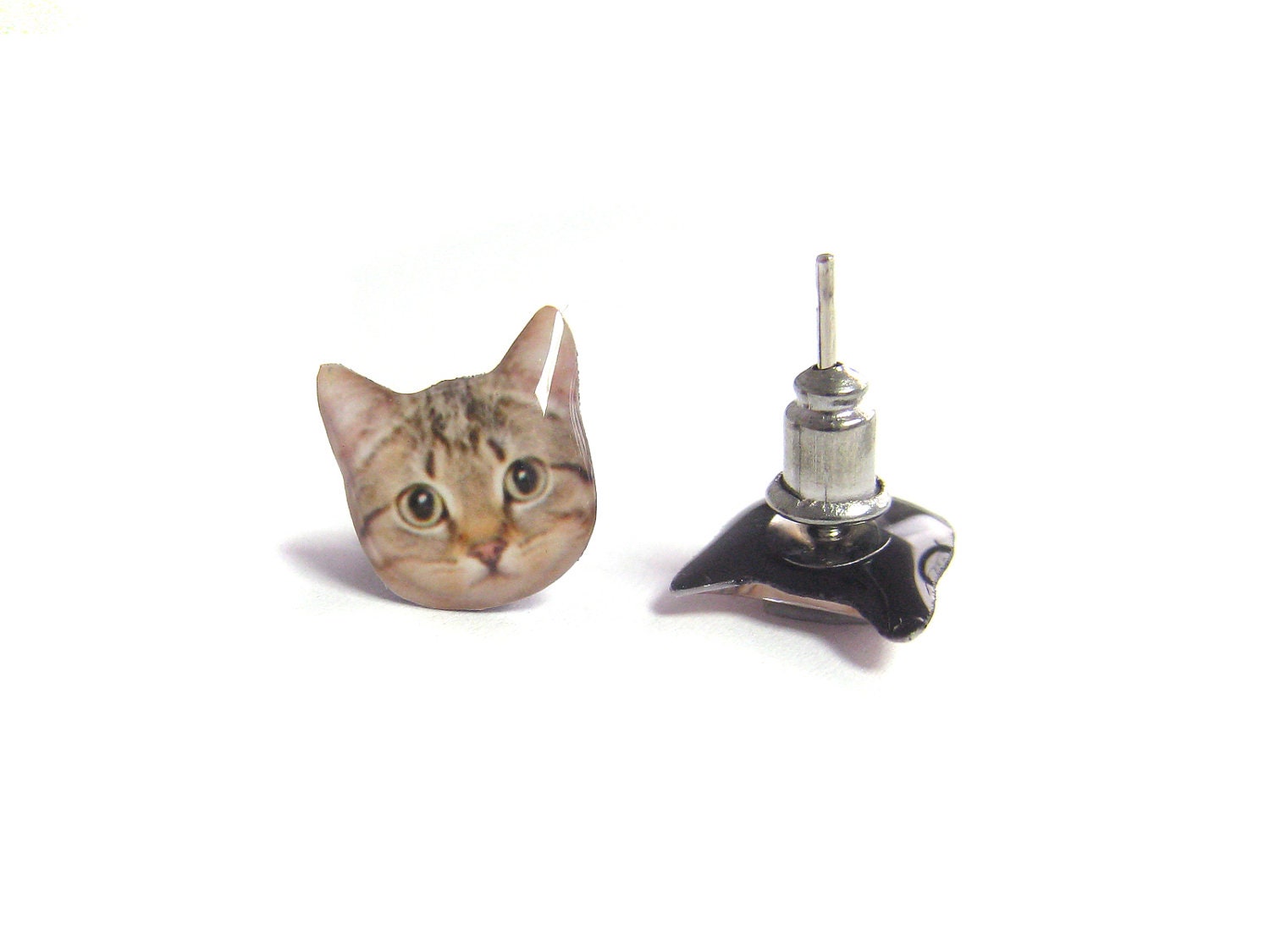 Cute Cat Kitten Stud Earrings - A14E84 Made To Order